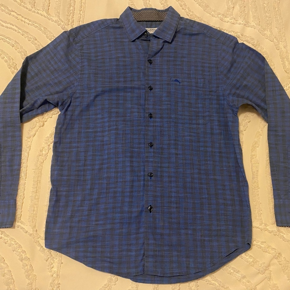 Tommy Bahama Size m Men's Blue Checkered Shirt